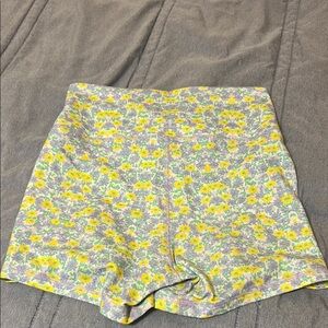 Fleo Yellow and Green Floral Athletic Shorts
